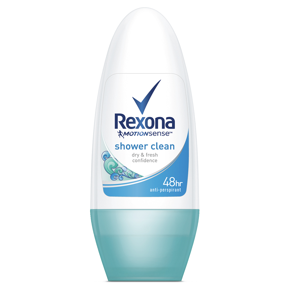 Lăn khử mùi Rexona Shower Clean khô thoáng tối ưu mát lạnh sảng khoái dành cho nữ, 50ml