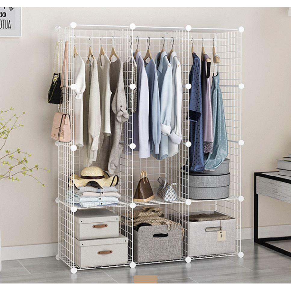 KỆ TỦ LẮP GHÉP LƯỚI SẮT 12 NGĂN - TRẮNG