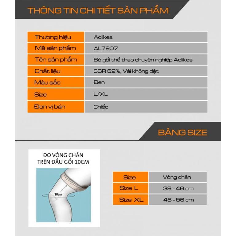 Bó Gối 7907, Đai Bảo Vệ Khớp Gối Hợp Kim Nhôm Cao Cấp, Thể Thao Bóng Chuyền Bóng Rổ Chính Hãng ( 1 Chiếc )