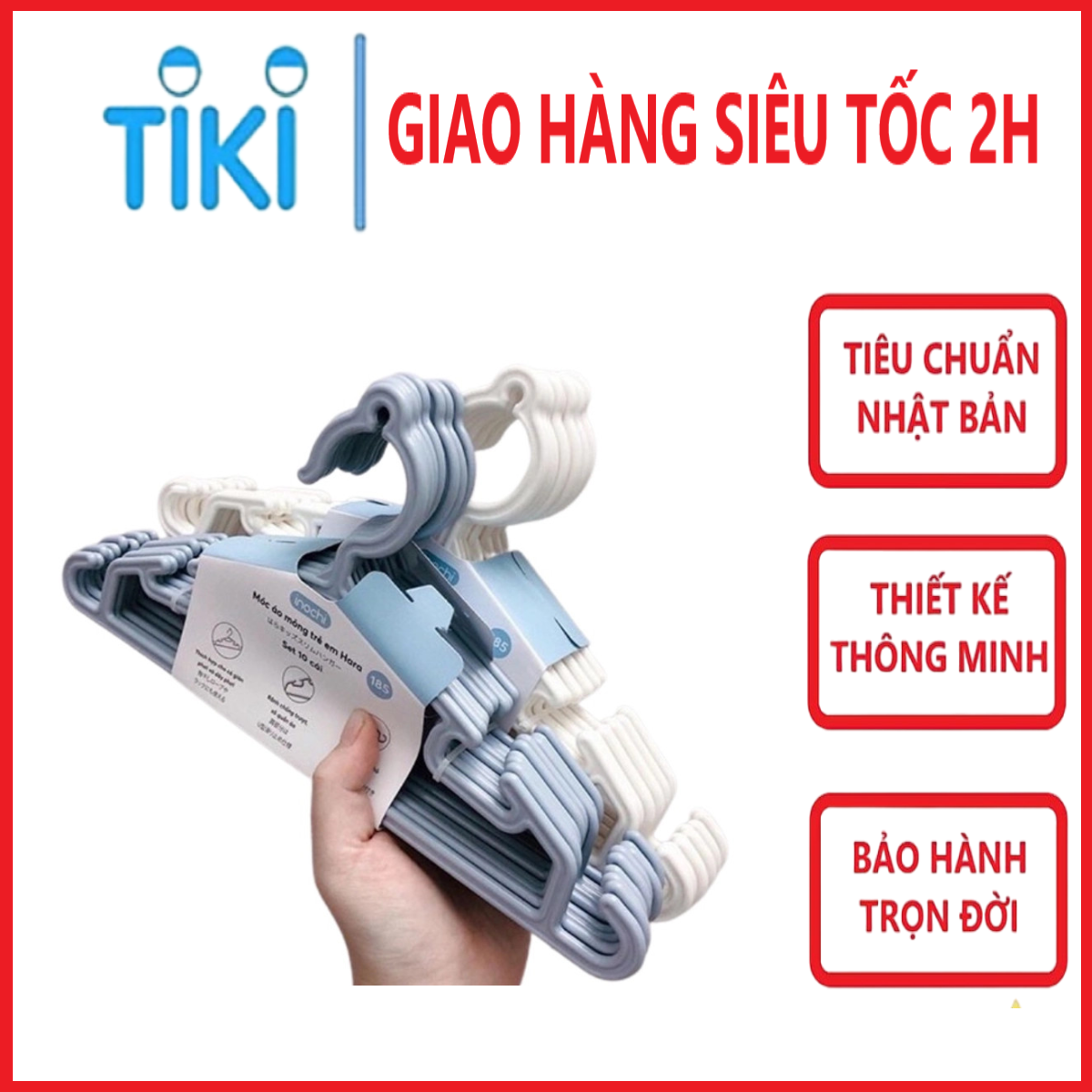 Set 10 chiếc móc áo mỏng trẻ em Hara 185 hàng cao cấp - giao màu ngẫu nhiên