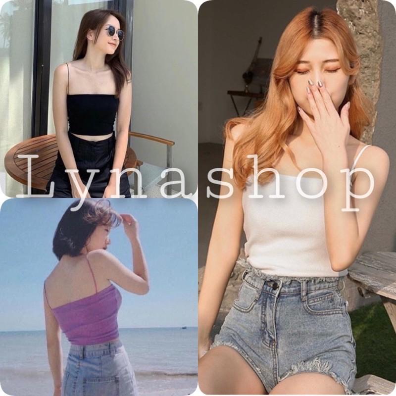 ÁO HAI DÂYÁO CROPTOP, ÁO TĂM THUN CROPTOP SEXY 2 DÂY SỢI BÚN BODY DÁNG ÔM NỮ SIÊU HOT BA MÀU TRẮNG, ĐEN, TÍM CỰC XINH