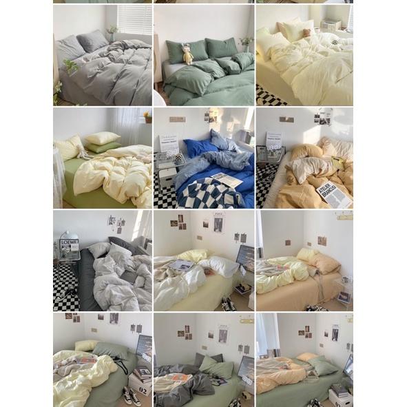Bộ Chăn Ga Gối Cotton Tici Đũi Hàng Nhập Khẩu Nguyên Bộ 4 Món Màu Vintage nhẹ nhàng