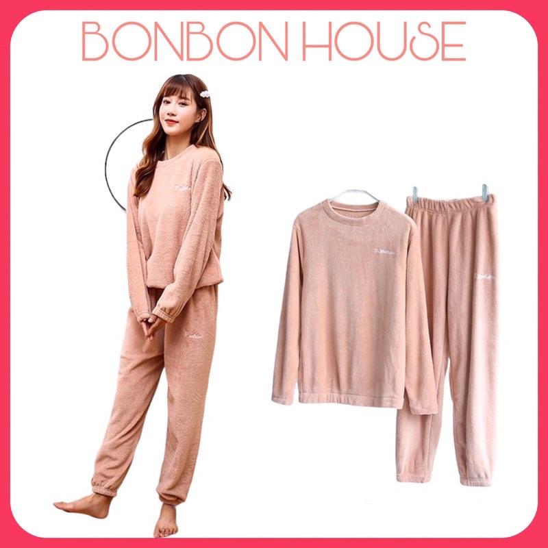 Bộ Nỉ Bông Bo Gấu Unisex Mặc Nhà Siêu Ấm