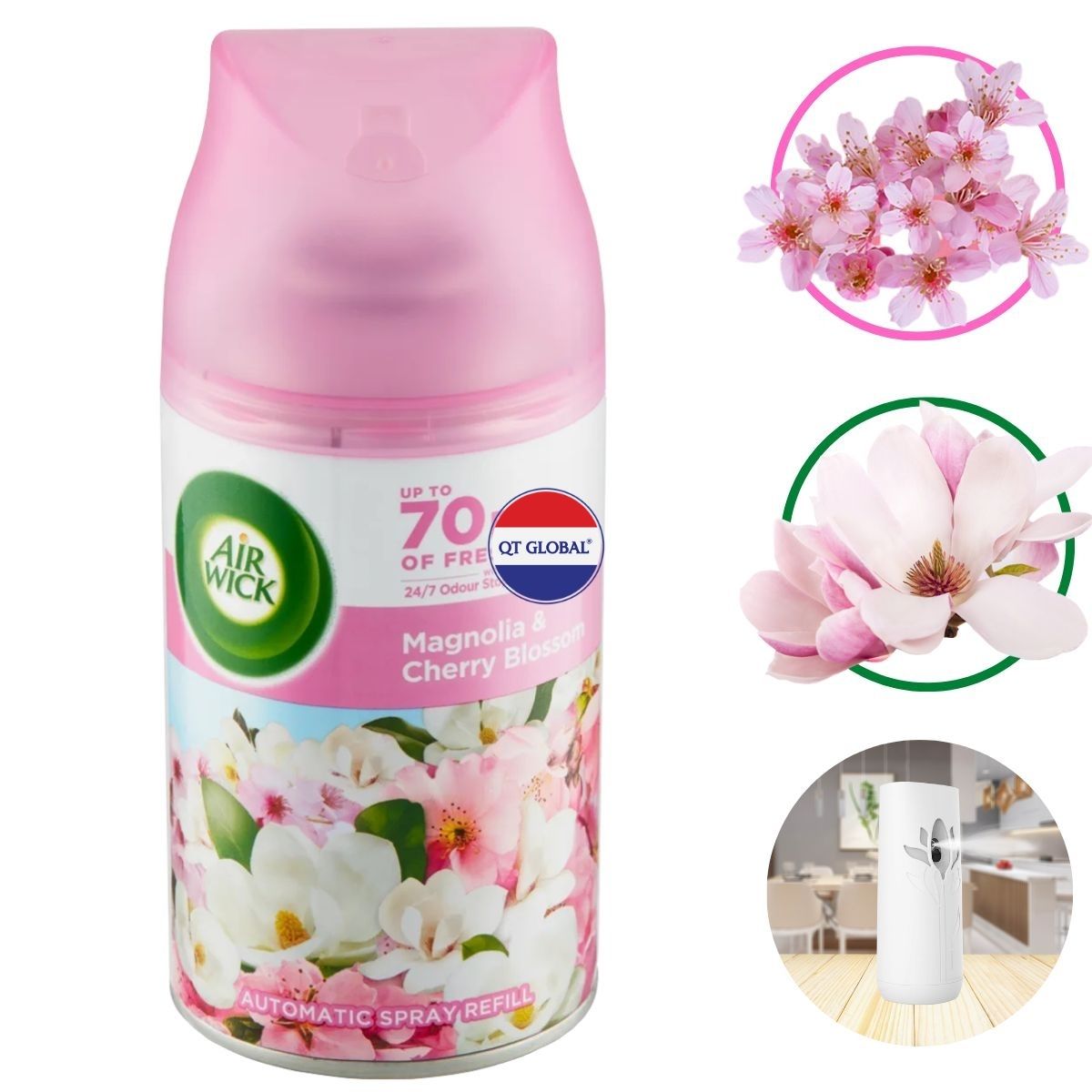 Bình xịt thơm phòng Air Wick Magnolia &amp; Cherry Blossom 250ml QT016839 - mộc lan, anh đào