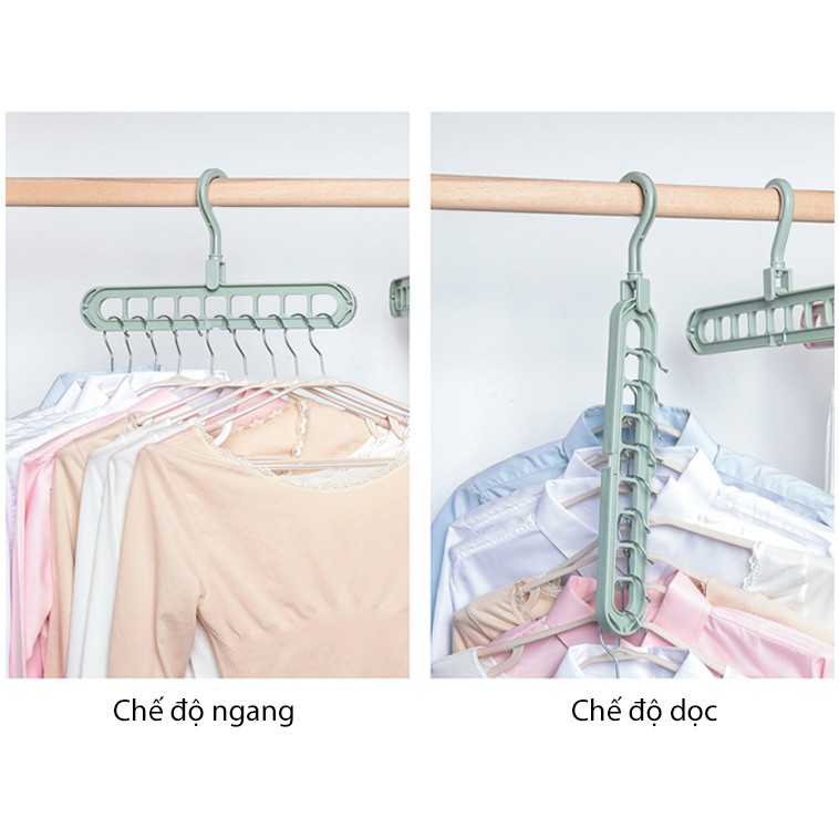 Combo 10 móc treo quần áo 9 lỗ đa năng tiện lợi, tiết kiệm không gian tủ đồ