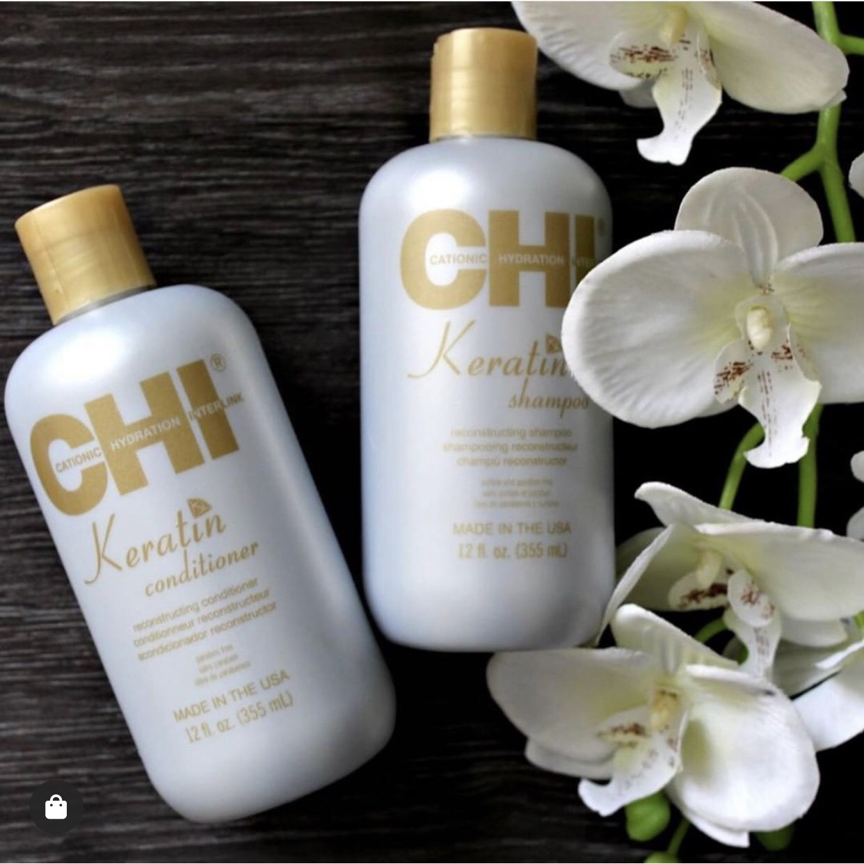 Bộ dầu gội xả CHI Keratin Reconstructing Mỹ 355ml - Phục hồi tóc hư tổn