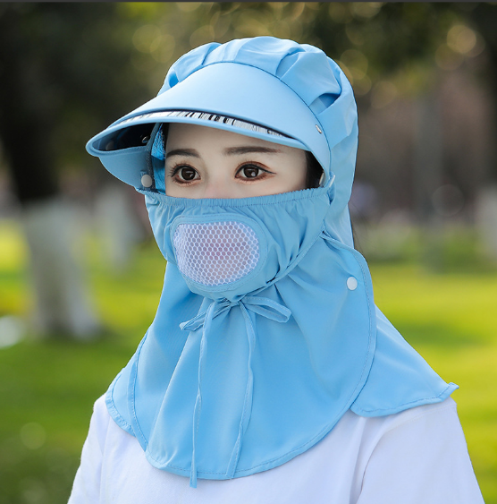 Mũ rộng vành 2 lớp chống nắng chống tia cực tím kèm khẩu trang cao cấp mới, nón khẩu trang nữ