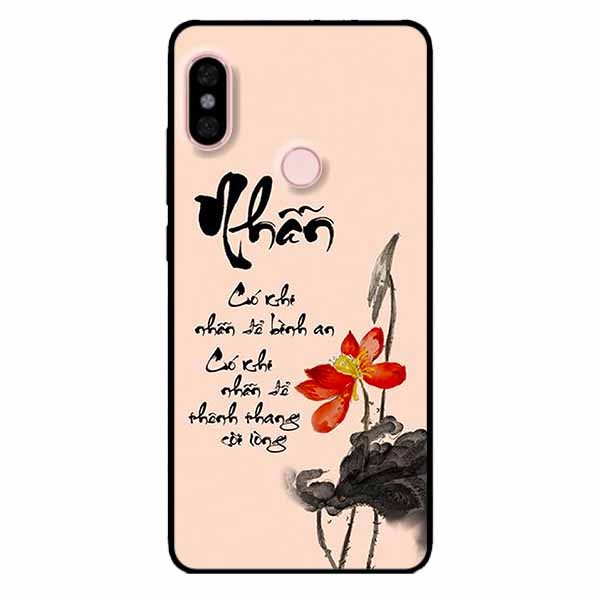 Ốp lưng in cho Xiaomi Redmi Note 6 Pro Mẫu Thư Pháp Nhẫn Nền Hồng