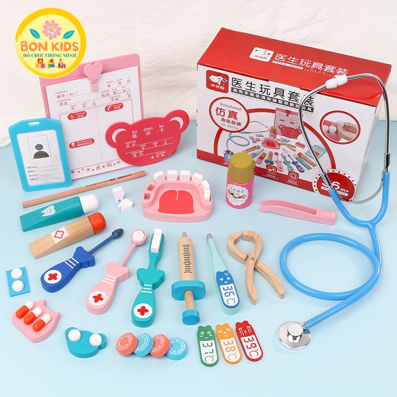Bộ đồ chơi bác sĩ bằng gỗ 36 chi tiết cao cấp cho bé