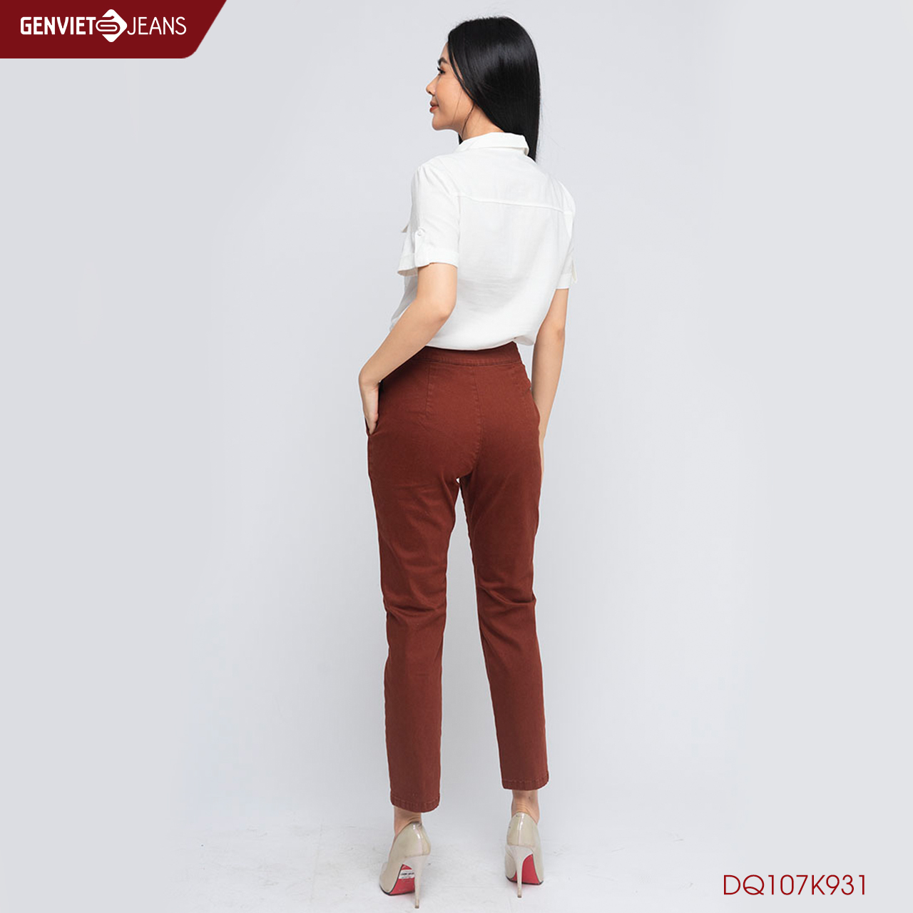 Quần Dài Kaki Nữ Xẻ Gấu DQ107K931 GENVIET