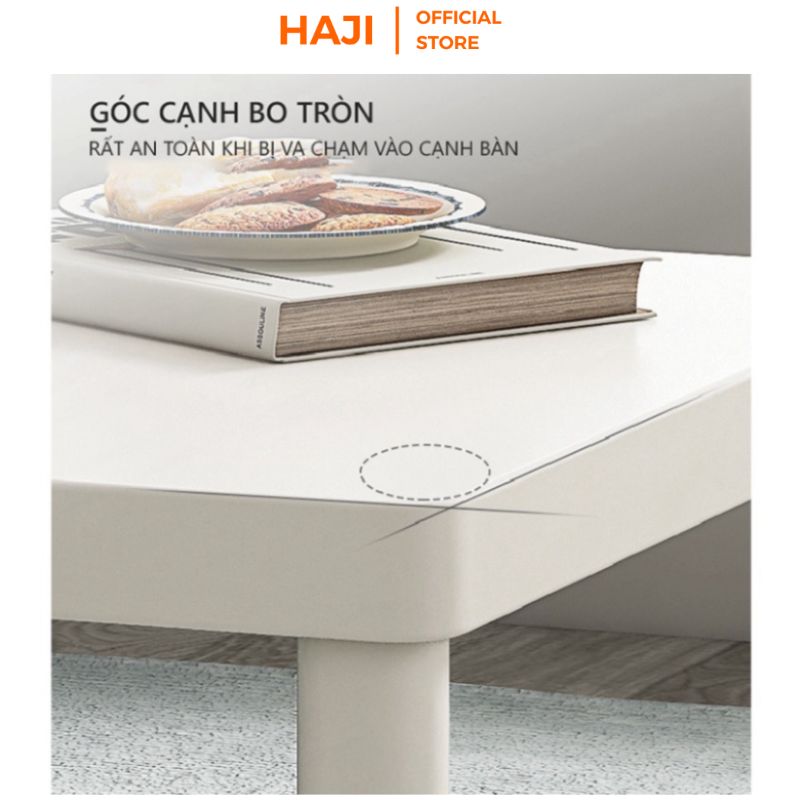 Bàn trà hình vuông, bàn decor, bàn cafe chân sắt trắng kiểu dáng hàn quốc, thương hiệu HAJI - GM110