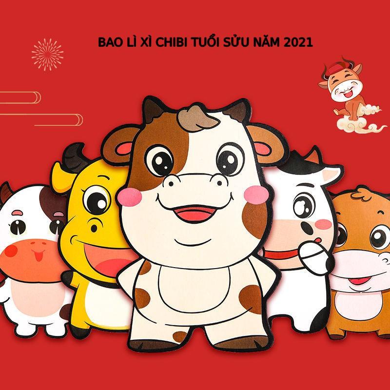 5 Bao Lì Xì 2021 Chibi Tân Sửu Hoạt Hình Chibi Giao Ngẫu Nhiên