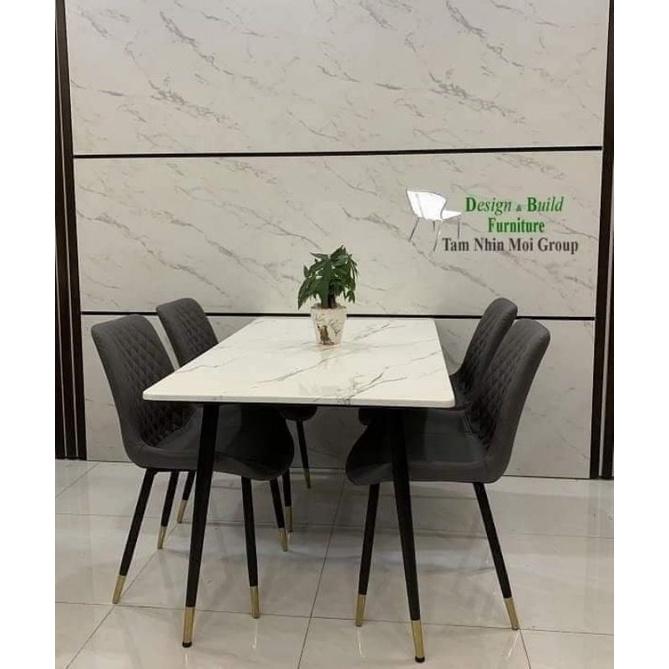 Bàn ăn mặt đá ceramic chống thấm,ố, chống trầy, chân sắt tầm nhìn mới 002