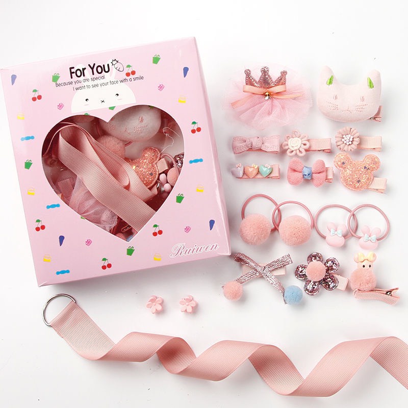 Hộp Phụ Kiện Tóc 18 Chi Tiết Kẹp Tóc Dây Cột Tóc Làm Quà Tặng Dễ Thương Phụ Kiện Tóc Cho Nữ Và Bé Gái