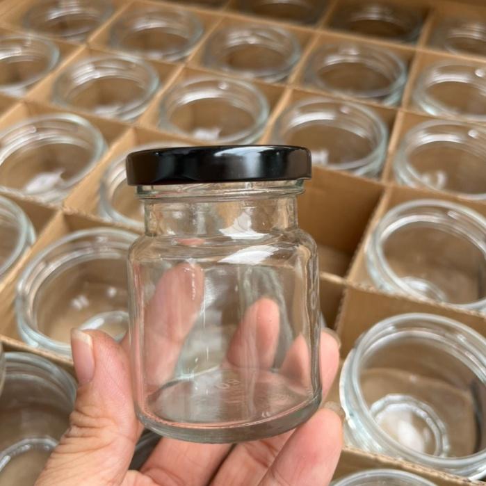 Hũ thuỷ tinh nắp thiếc vàng 75ml tròn đựng Yến chưng, Sữa chua,Gia vị, dầu dừa