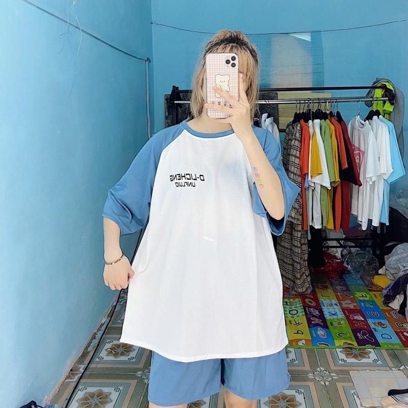 Bộ Đùi cotton tay lỡ Unisex . Bộ Phối zalang Quần 3 sọc đùi