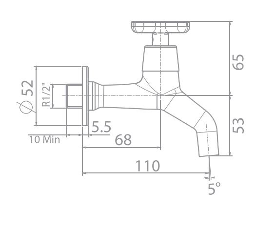 Vòi lạnh (vòi gắn tường ) Winston WF-T702(FFAS7602) -hàng chính hãng American Standard