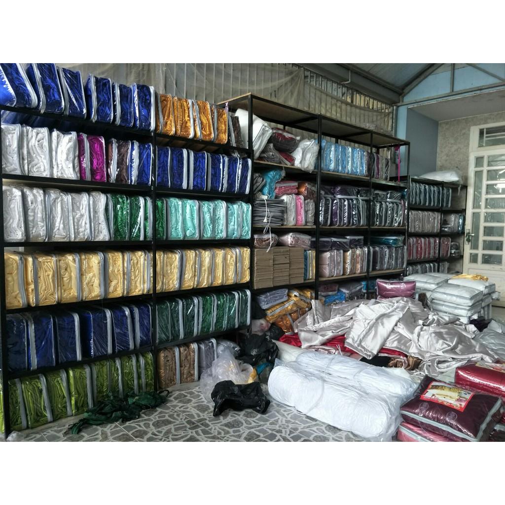 Bộ Chăn Trần Bông Ga Gối Phi Lụa 5 Món Cao Cấp Lan Bedding Màu Vàng Chanh