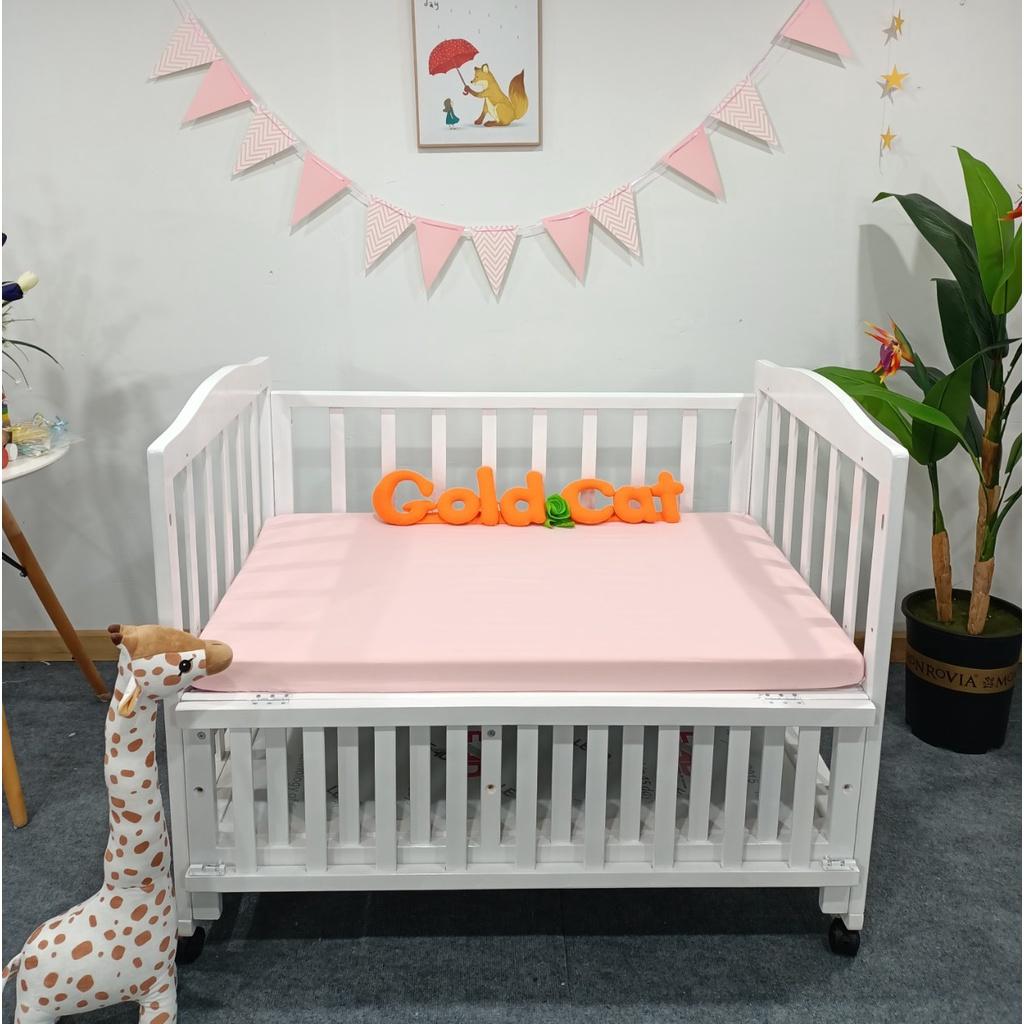 Ga Chun Bọc Đệm Cũi GOLDCAT Cắt Theo Kích Thước Yêu Cầu, Thiết Kế Bo Chun, Chất Liệu Cotton, An Toàn Cho Bé