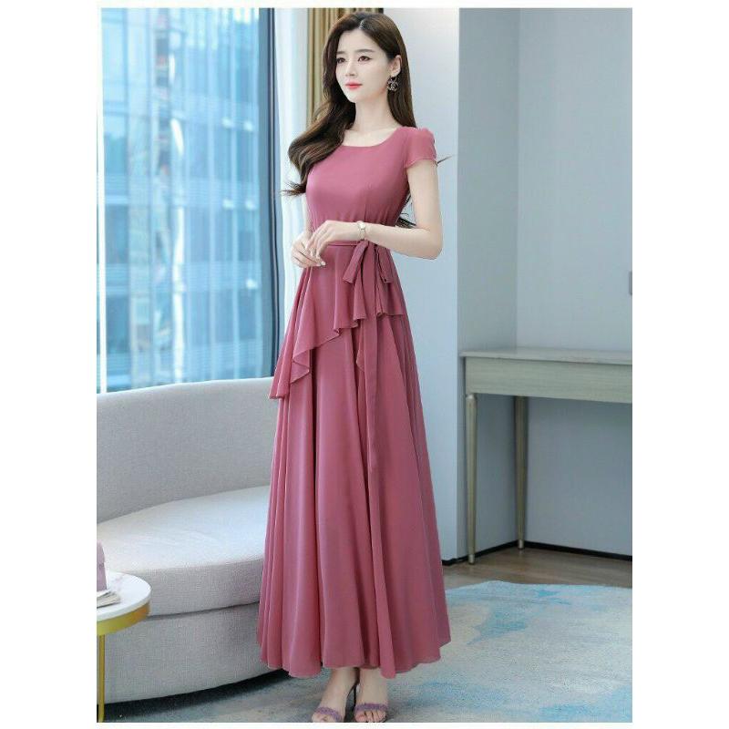 ĐẦM MAXI TAY CON EO CÁCH ĐIỆU