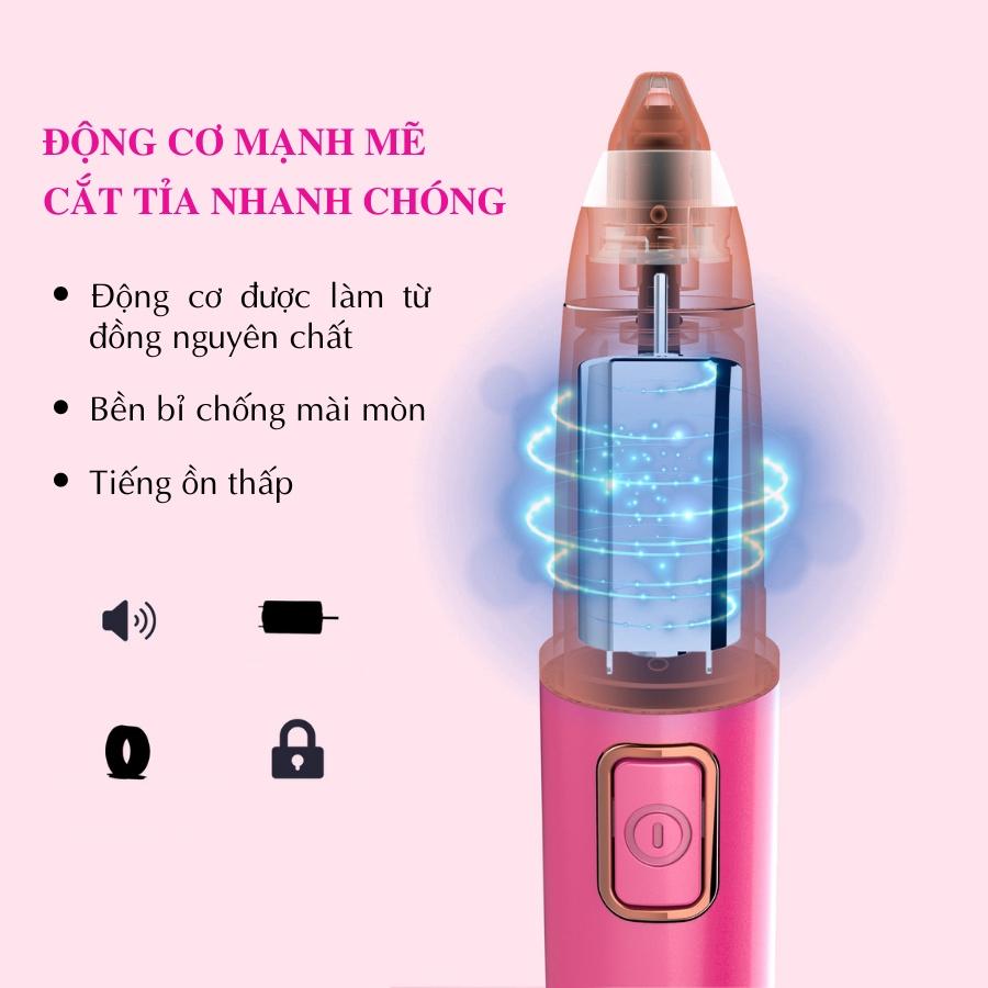 Bút tỉa lông mày cao cấp Boorui 01, Máy tỉa ria mép, lông mũi, thẩm mỹ cho phái đẹp sạc USB an toàn - Hàng loại 1