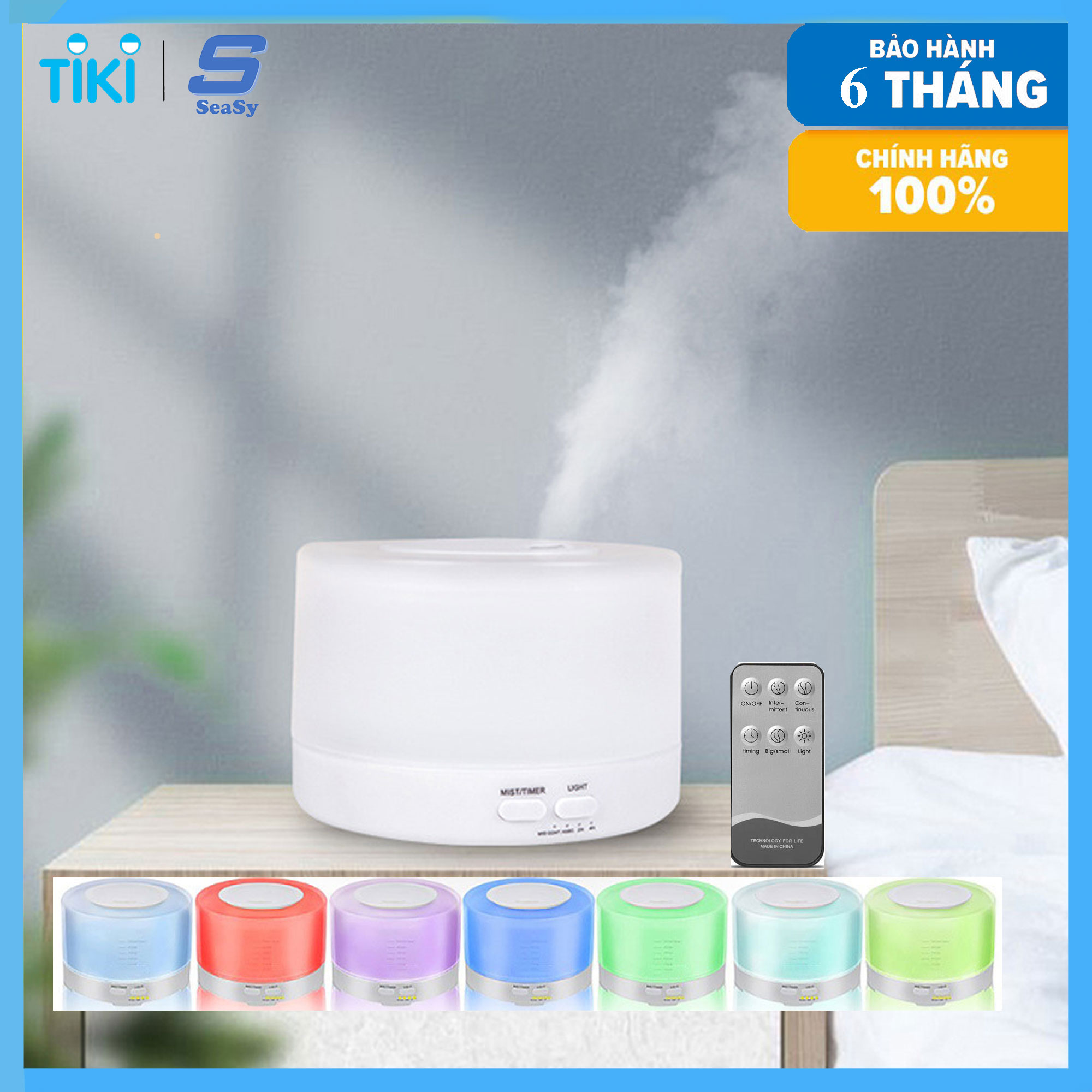 Máy Tạo Ẩm, Máy Phun Sương, Máy Xông Tinh Dầu Có Điều Khiển Từ Xa SeaSy SS66, Phun Sương Tạo Ẩm, Khử Mùi, Khuyếch Tán Tinh Dầu, Tích Hợp Đèn Ngủ, Có Chế Độ Hẹn Giờ Và Tự Ngắt Khi Hết Nước – Hàng Chính Hãng