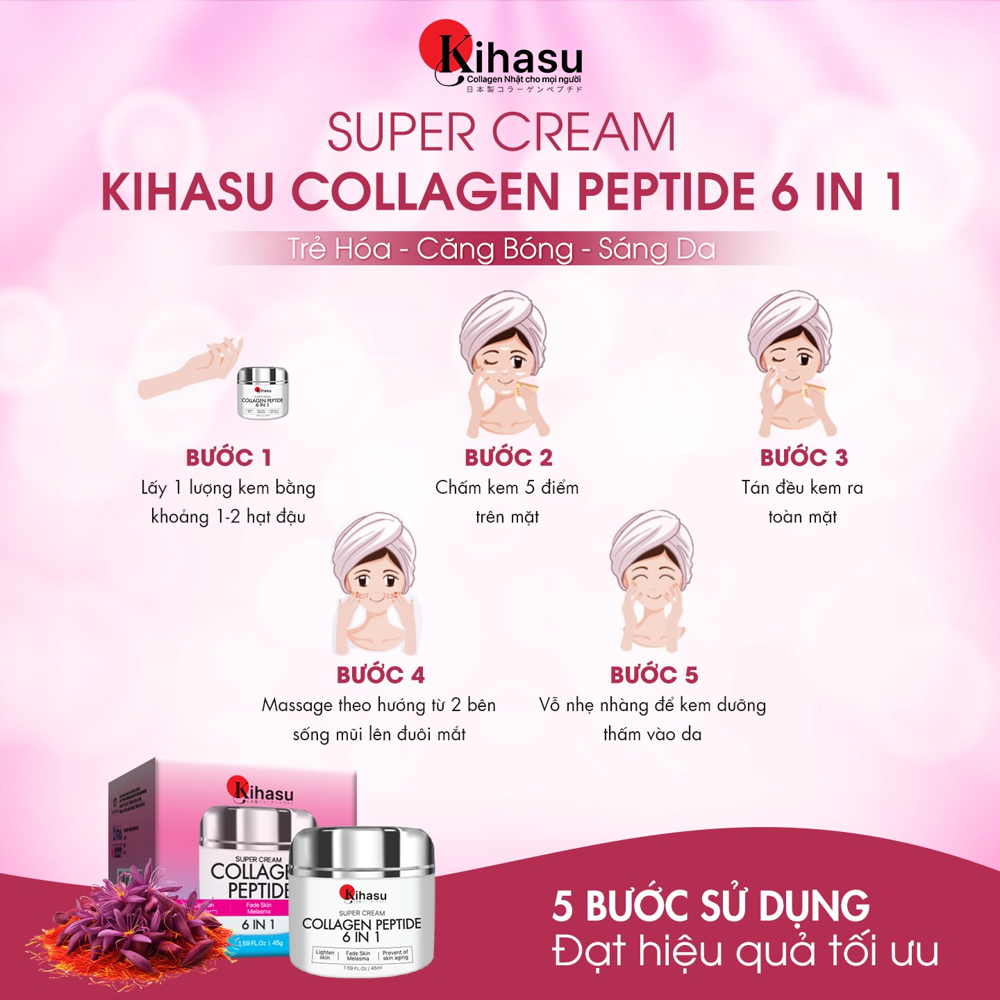 Kem Dưỡng Collagen Kihasu Phục Hồi Da Ngày Và Đêm, Dưỡng Ẩm Da Căng Mướt Sáng Khỏe, Ngăn Các Dấu Hiệu Lão Hóa