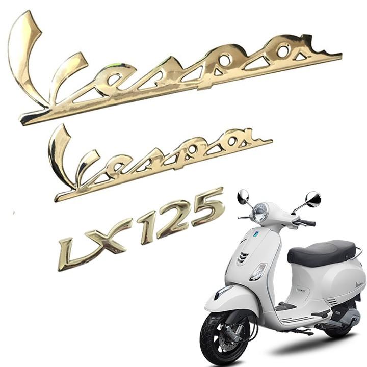 Bộ 3 Tem Logo Nổi Vespa LX125, tem dán xe máy