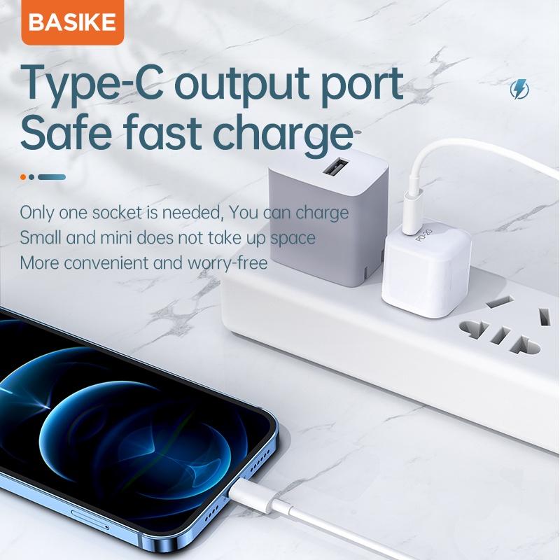 Củ sạc nhanh USB C 20W BASIKE MINI hỗ trợ sạc nhanh Type C PD cho iPhone Samsung HUAWEI-Hàng chính hãng