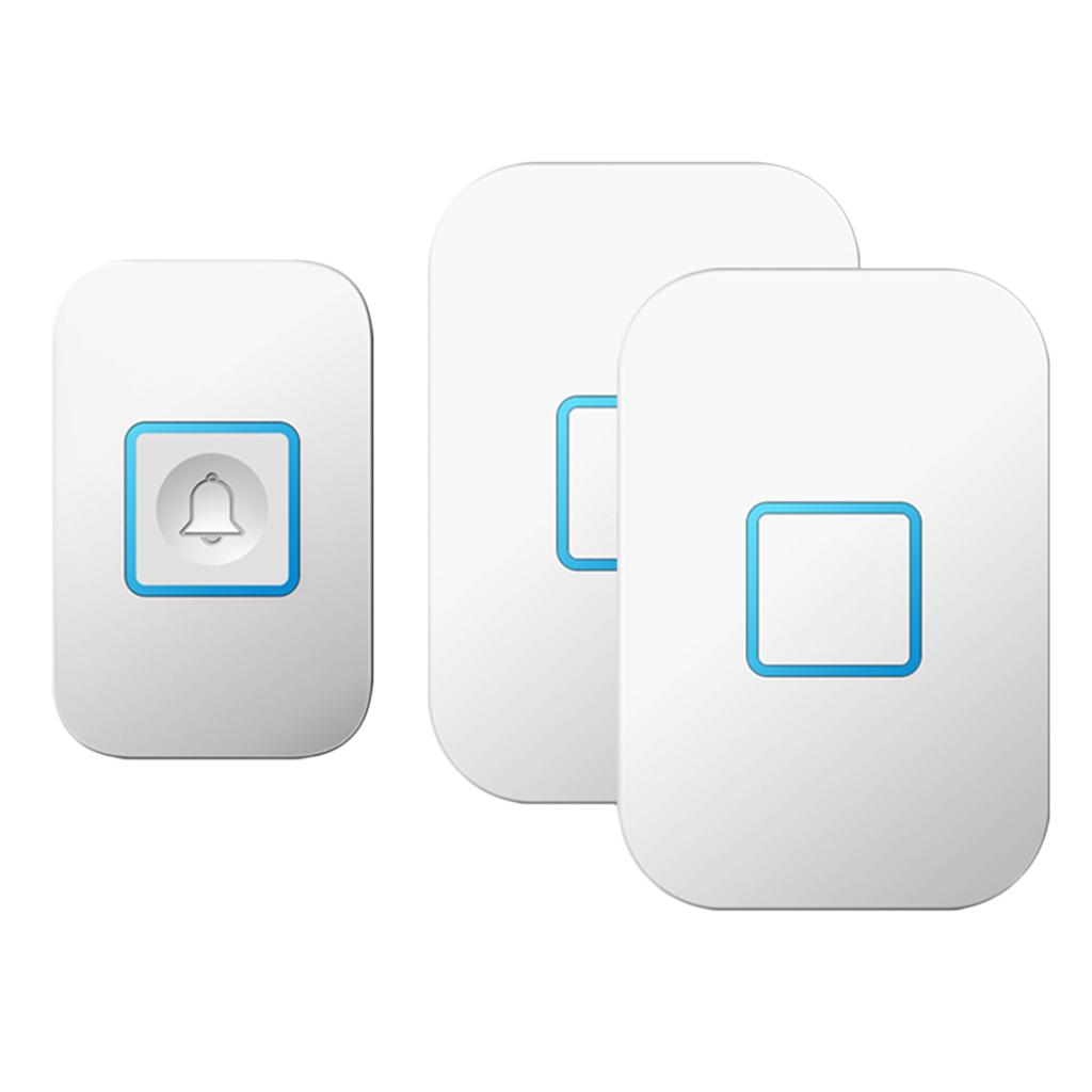 Wireless Chime Doorbell 60 Melodies 1 Transmitter for 2 EU Plug-in Receivers