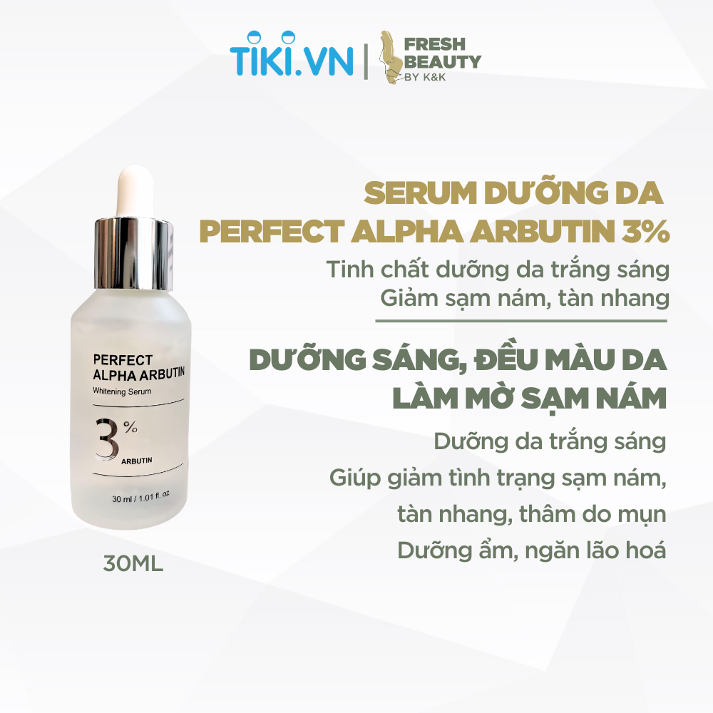 Tinh chất trắng da Perfect Alpha Arbutin 3% JJ Pure chính hãng Hàn Quốc, chai 30ml