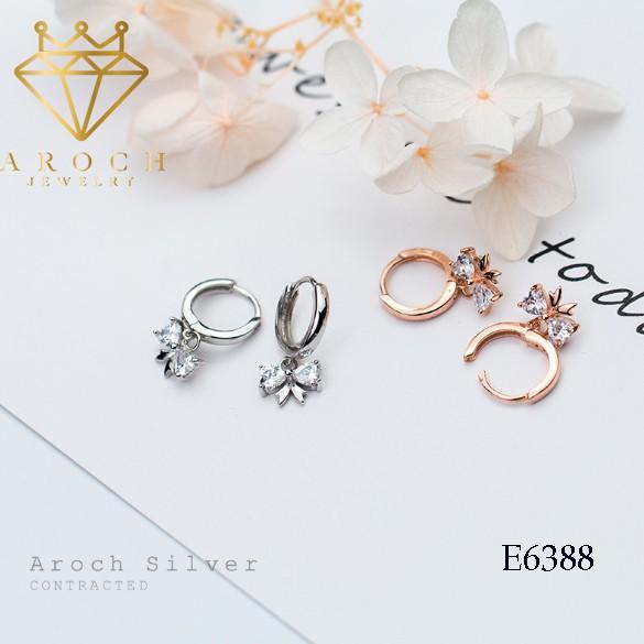 Khuyên tai bạc Ý s925 nơ đá treo E6388 - AROCH Jewelry
