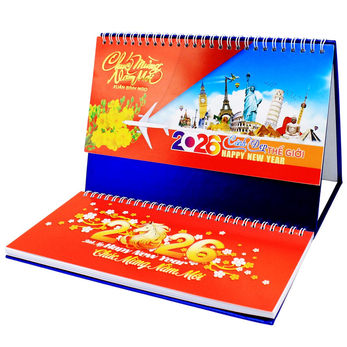Lịch Để Bàn 2 Lò Xo - Cảnh Đẹp Thế Giới - NST 75B