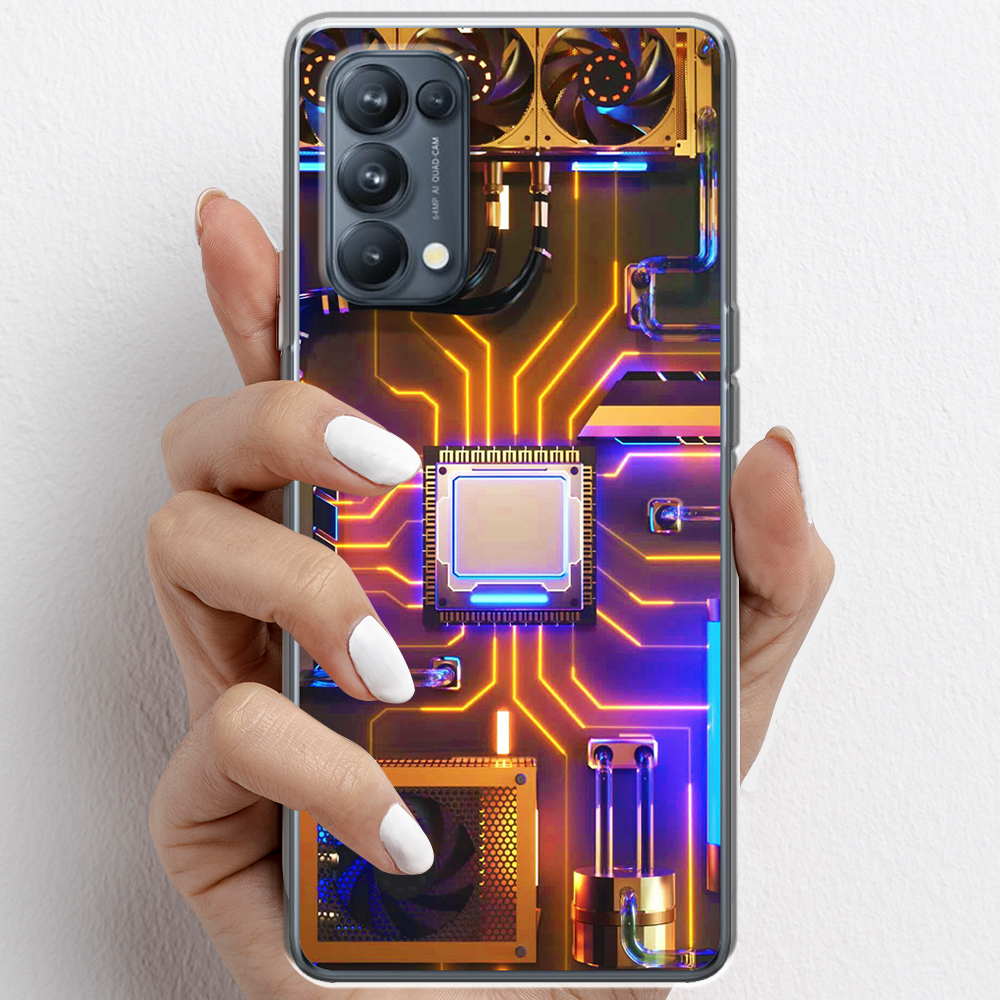 Ốp lưng cho Oppo Reno5, Reno5 Pro  nhựa TPU mẫu Chip CPU máy tính
