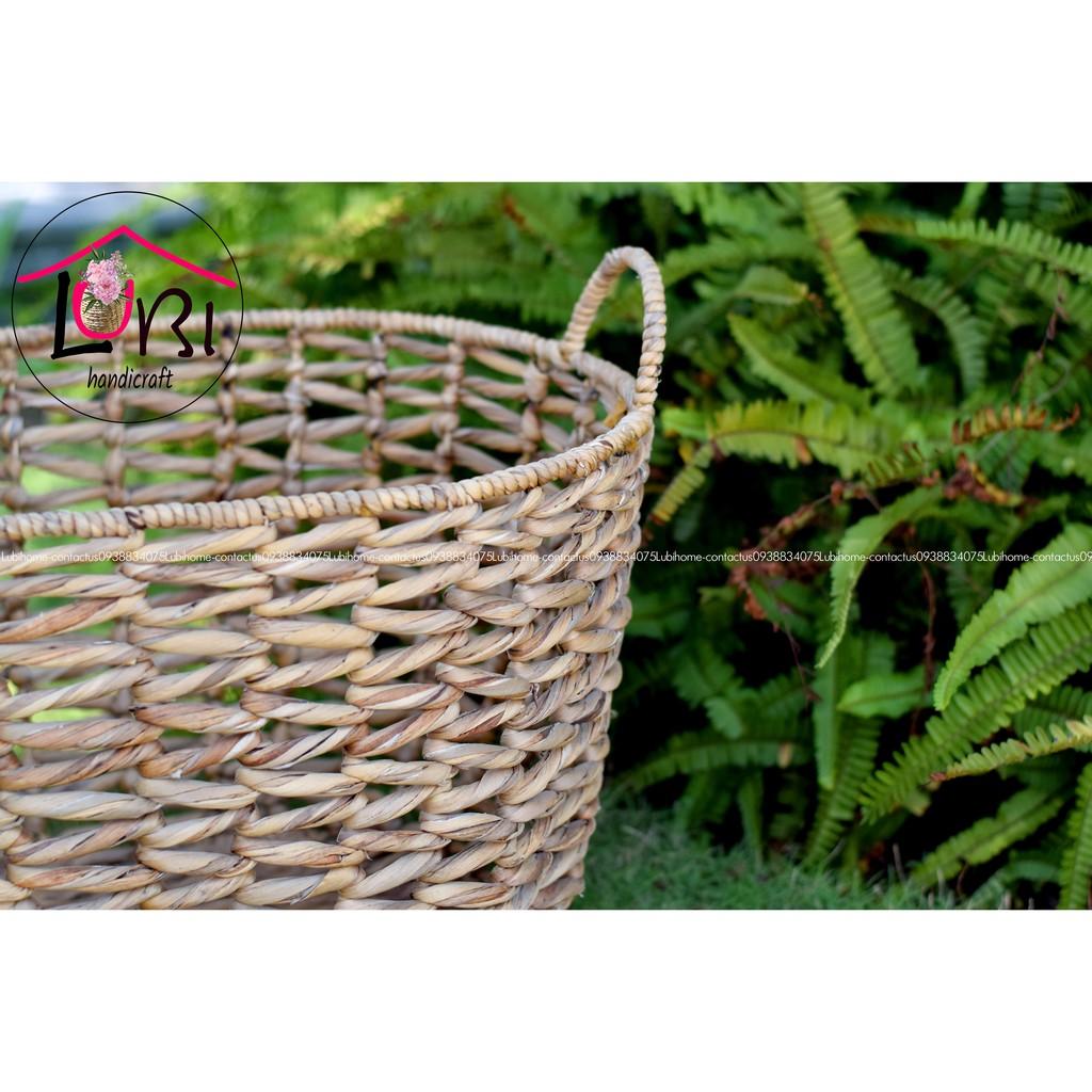 Lubihandicraft - Sọt đựng đồ lục bình hình oval đan vặn mũi tên - đẹp, tinh tế