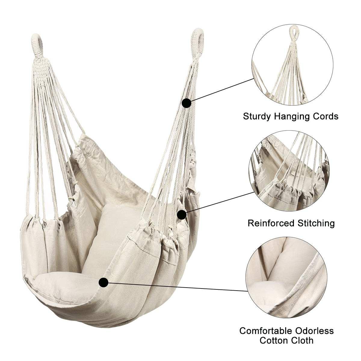 Phong Cách Bắc Âu Trắng Võng Ngoài Trời Trong Nhà Vườn Ký Túc Xá Phòng Ngủ Treo Ghế Cho Trẻ Em Người Lớn Đu Đưa Đơn An Toàn Võng