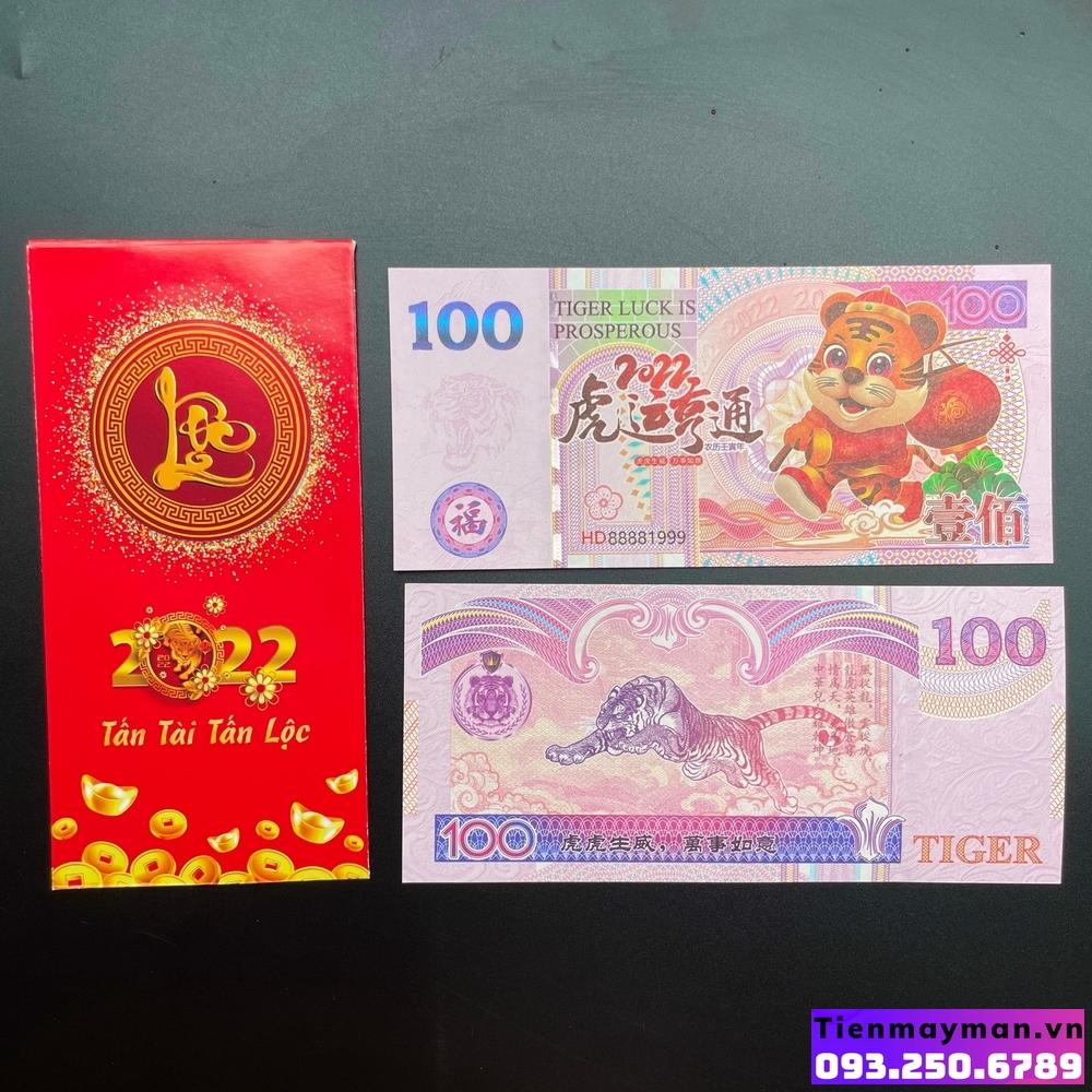 Tiền Đài Loan Con Hổ mệnh giá 100 May Mắn Lì Xì Tết Nhâm Dần, tặng kèm bao lì xì