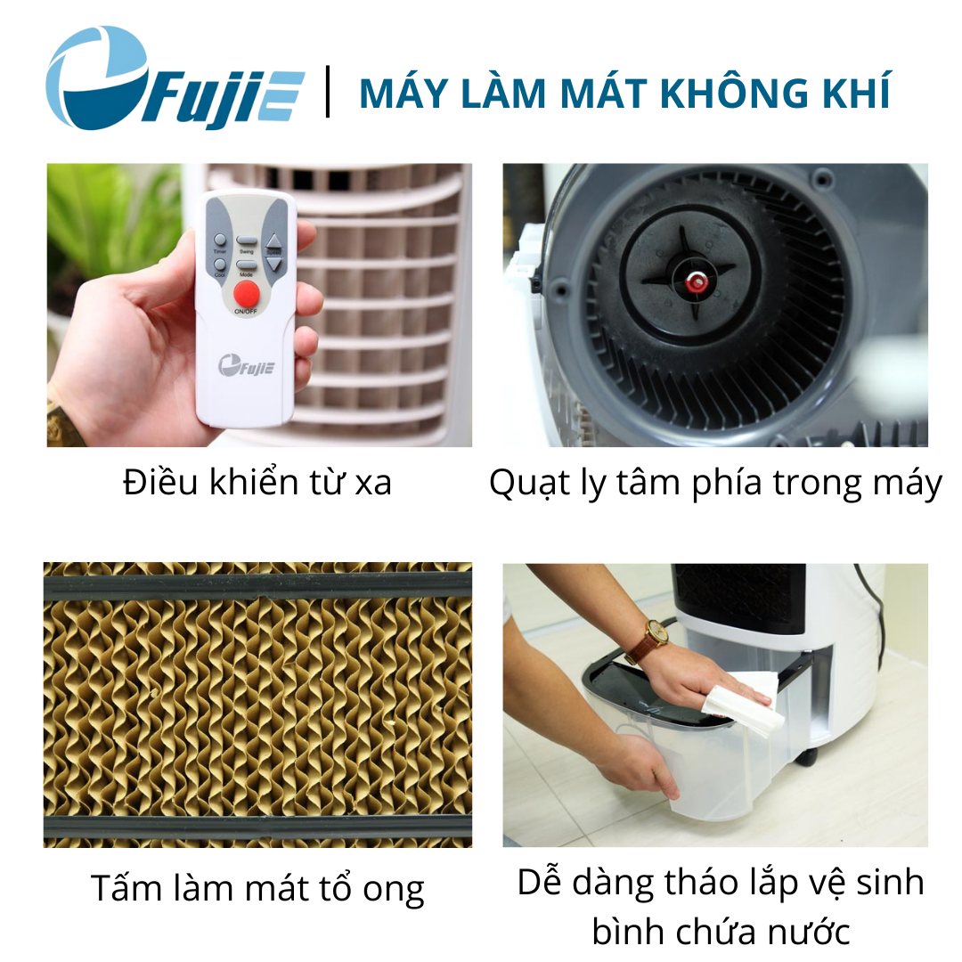 Máy làm mát không khí cao cấp FujiE AC-17C cho phòng 10-17m2, bình chứa 12 lít kèm điều khiển từ xa - Hàng chính hãng