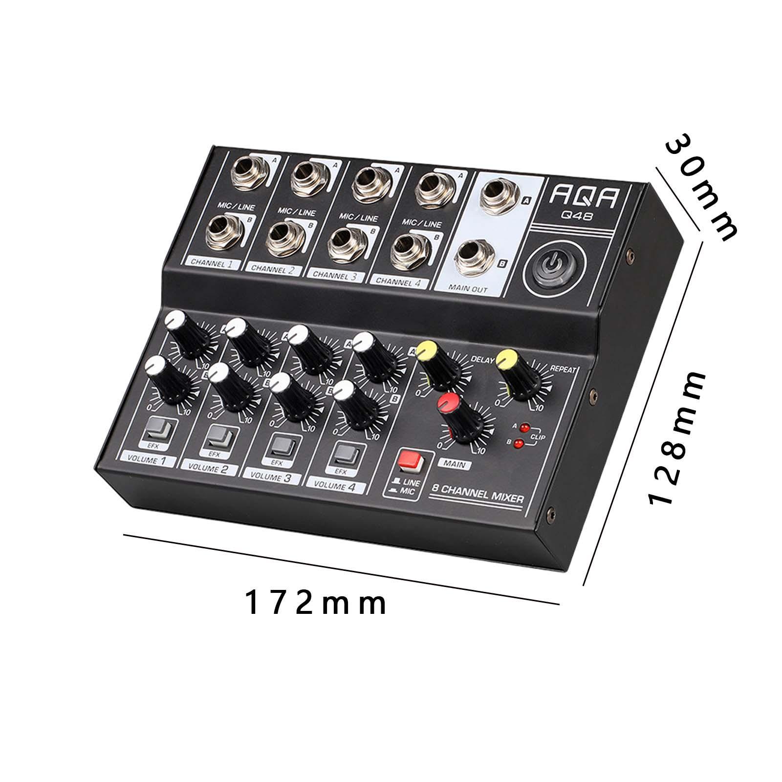 8 Channel Mixer USB Interface Podcast Equipment Live  Compact Mixer
