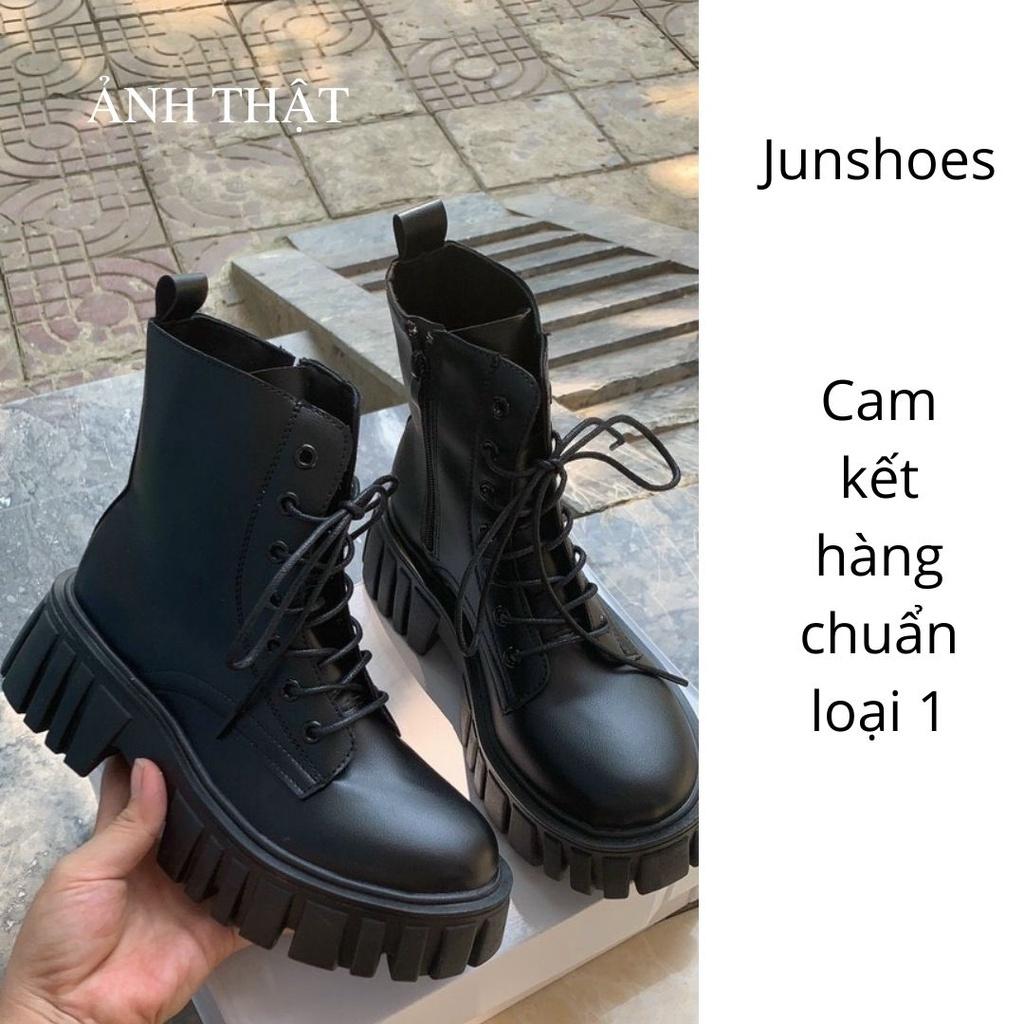 SẴN Boot ulzzang cao cổ 10cmcm buộc dây kéo khóa đế cao 5.5cm màu đen/trắng cá tính đẹp mới xinh thời trang