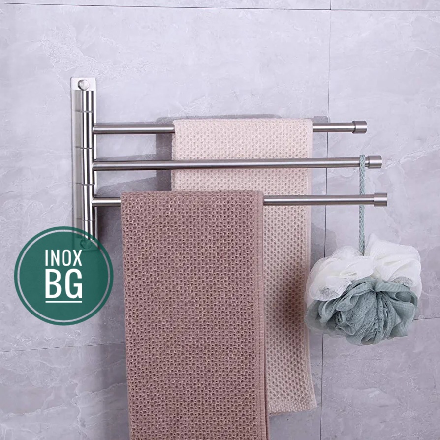 Thanh vắt khăn 3 chạc xoay 180 độ bằng inox 304
