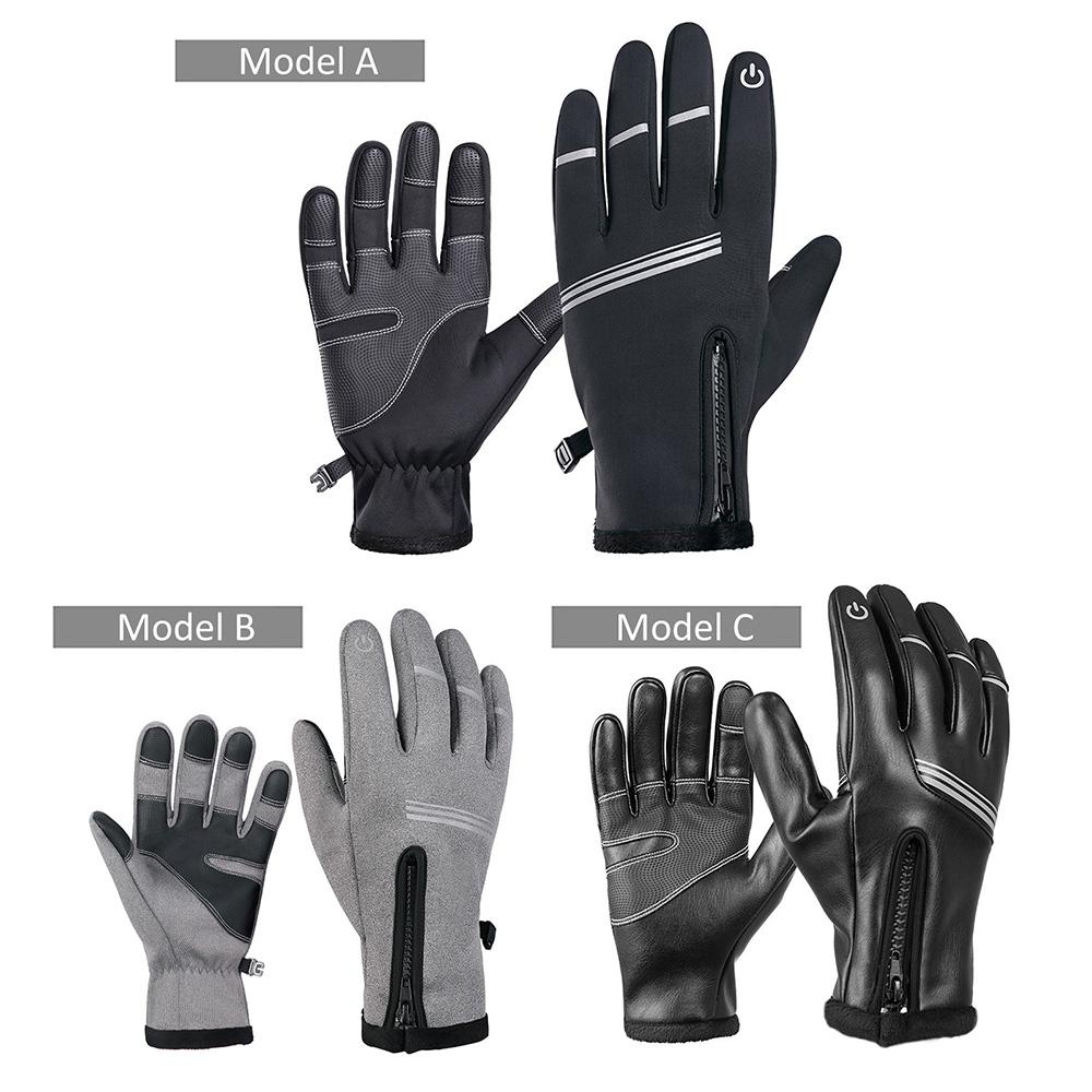 Găng tay da mùa đông ấm áp cho nam đi xe đạp, chơi thể thao trượt tuyết ngoài trời