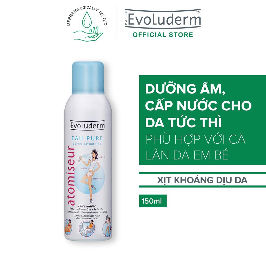 Xịt khoáng Evoluderm giúp dưỡng ẩm cấp nước và làm dịu làn da - Evoluderm Atomiseur Eau Pure 150ml (12206)