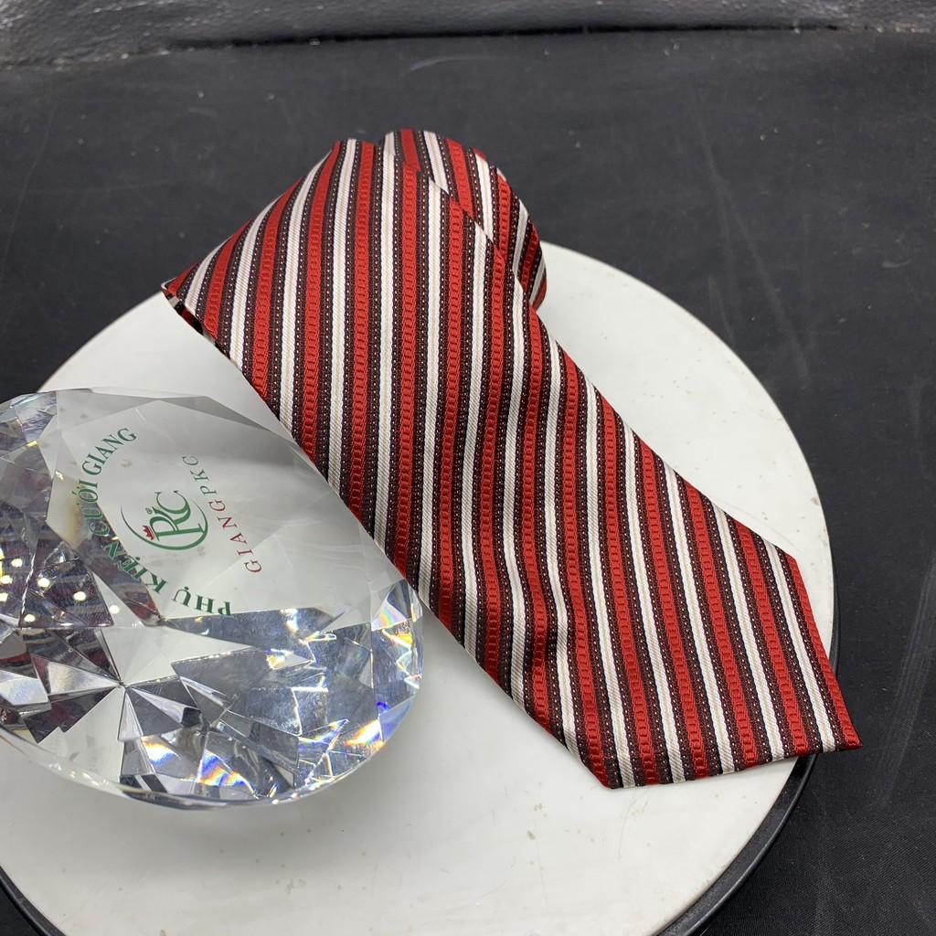 Phụ kiện nam cà vạt nam bản 8cm Giangpkc tháng 5-2021-Cà vạt đỏ đô xéo trắng