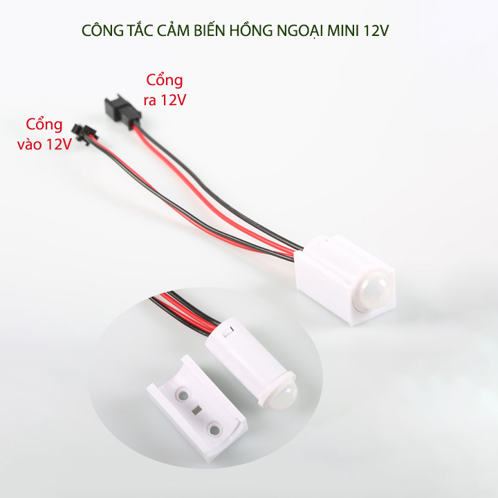 Công tắc cảm biến chuyển động hồng ngoại 12V-36W, tự bật khi có người tới, tự tắt sau khoảng thời gian