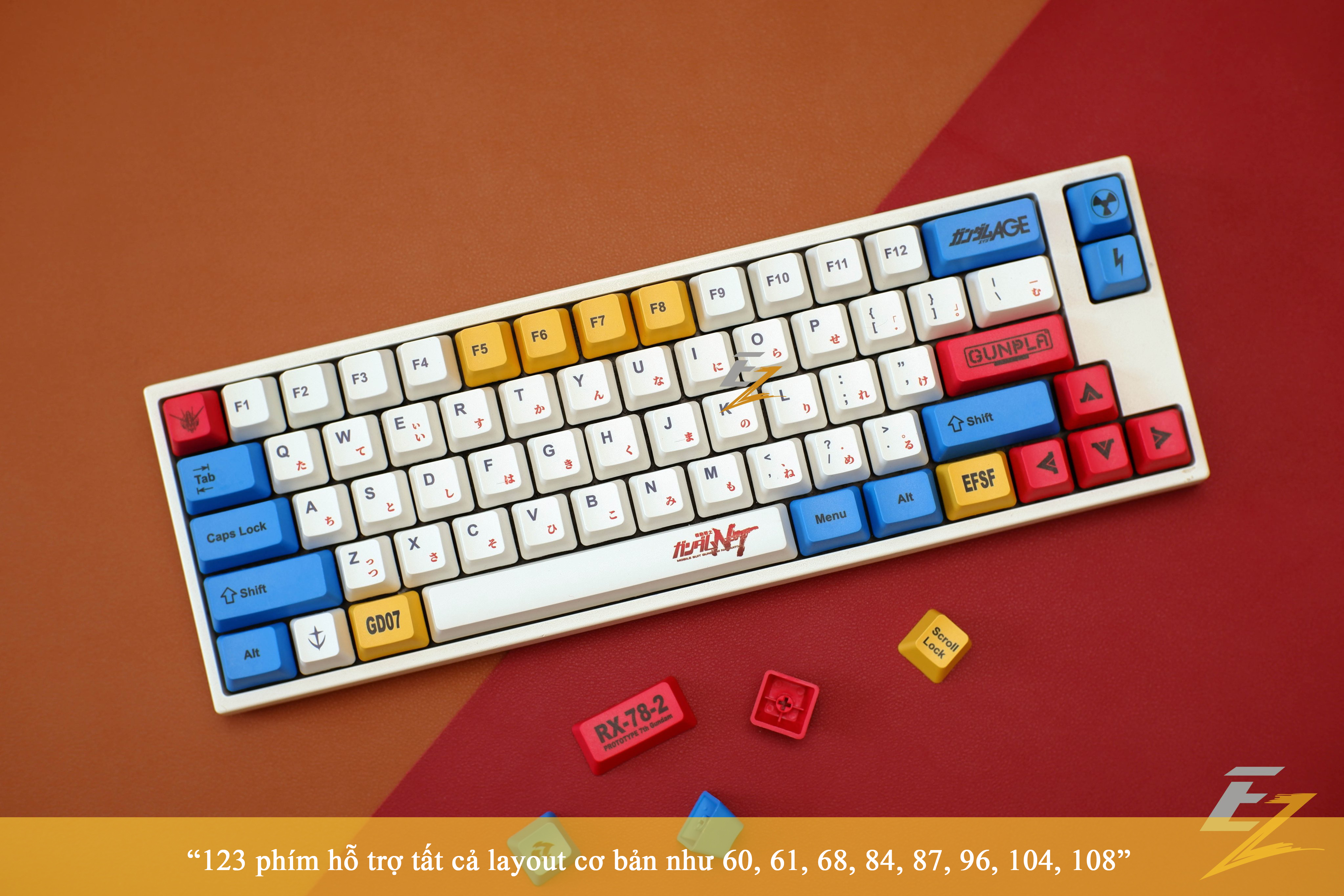 Keycap Bàn Phím Gundam Oem ProfileThick PBT 123 Phím