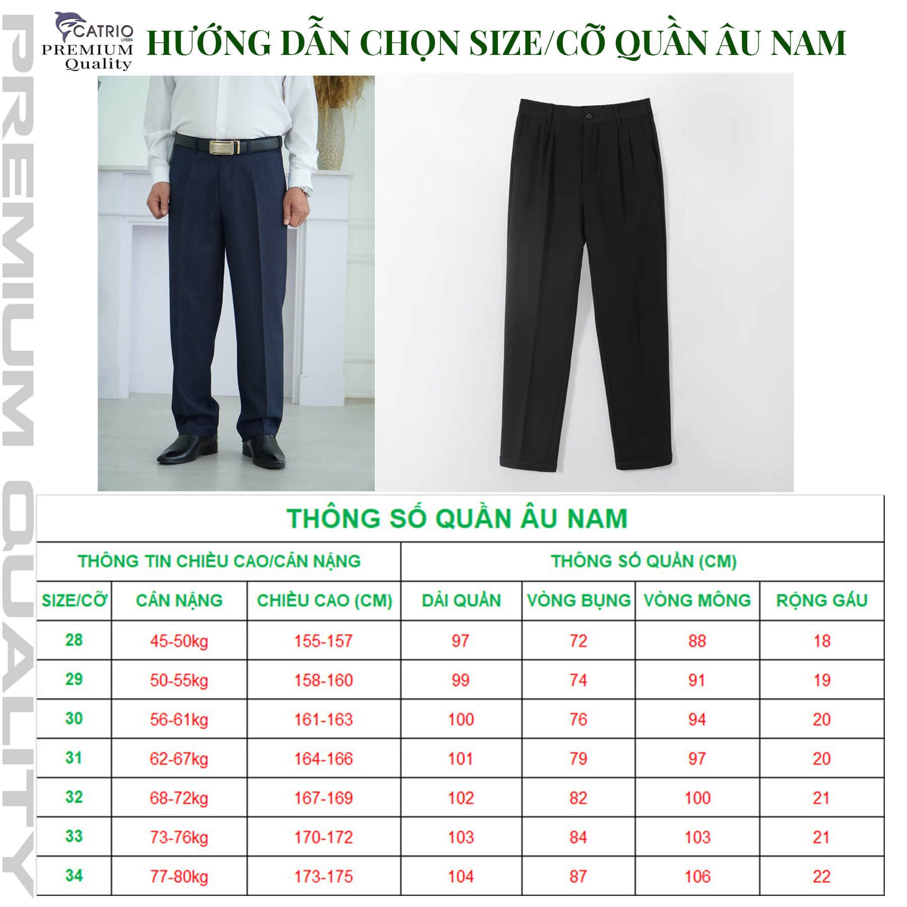 Quần âu nam CATRIO là quần Tây Nam công sở mã 8608-14 kiểu dáng suông thoải mái giữ form, mềm mịn, thoáng mát, chống nhăn, thấm hút hiệu quả