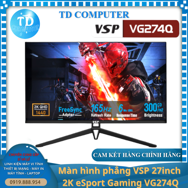 Màn hình VSP VG274Q 27inch Gaming (27" VA 2K, 144Hz HDMI / 165Hz DisplayPort) - Hàng chính hãng TECH VISION phân phối