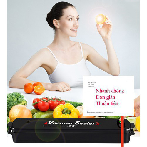 Máy Hút Chân Không Thực Phẩm Mini Cầm Tay Vacuum Sealer Hàn Miệng Túi Máy Ép Chân Không Gia Đình Đa Năng Tiện Lợi Tặng 10 Túi Hút Chân Không Một Mặt Nhám