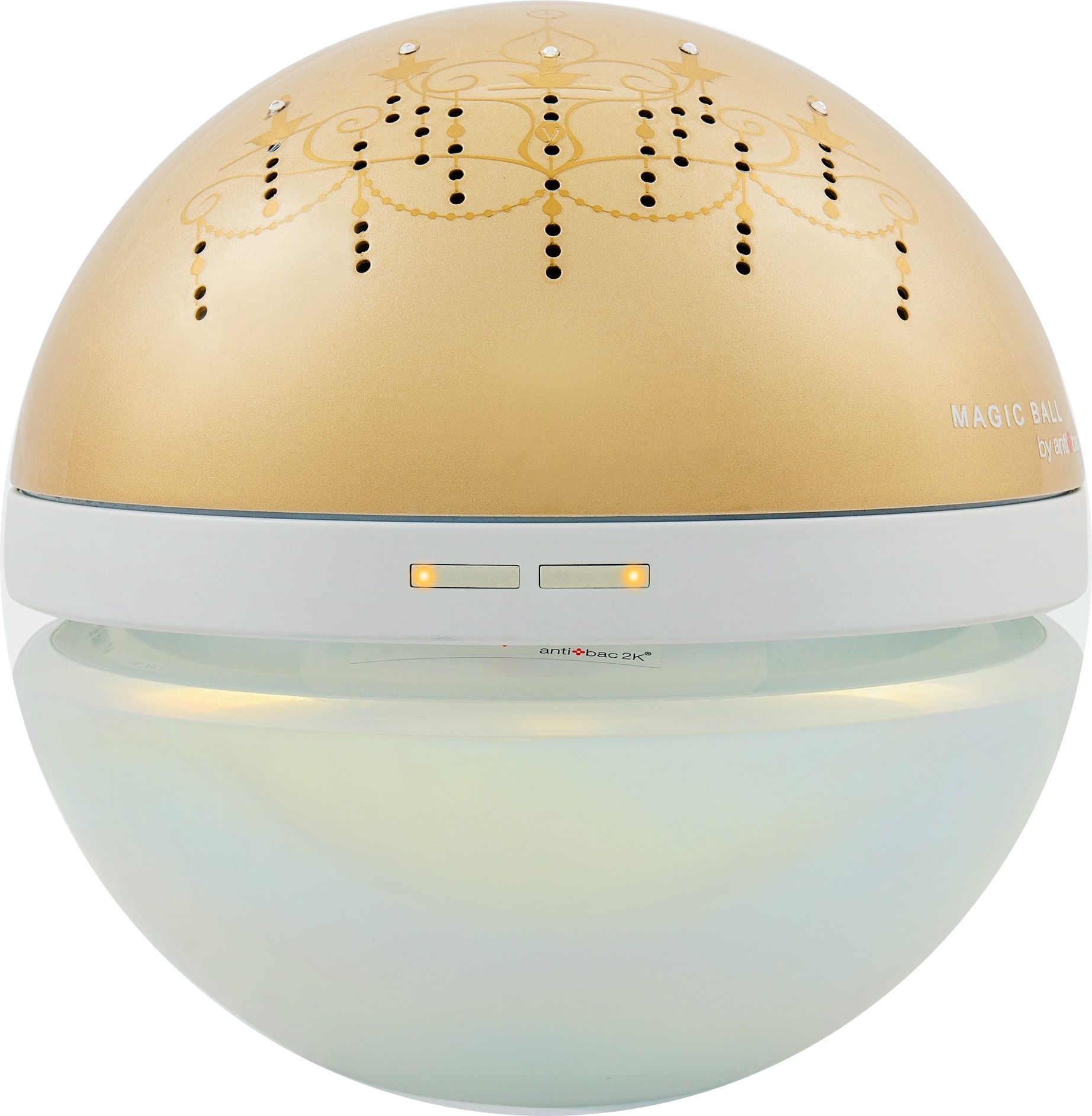 Máy Lọc Không Khí Antibac2K- Nhật Bản, Magic Ball Chandelier Gold, Khử mùi, kháng khuẩn, diệt virus, loại trừ bụi siêu mịn PM2.5, tạo độ ẩm, mang hương thiên nhiên nhẹ nhàng- HÀNG CHÍNH HÃNG